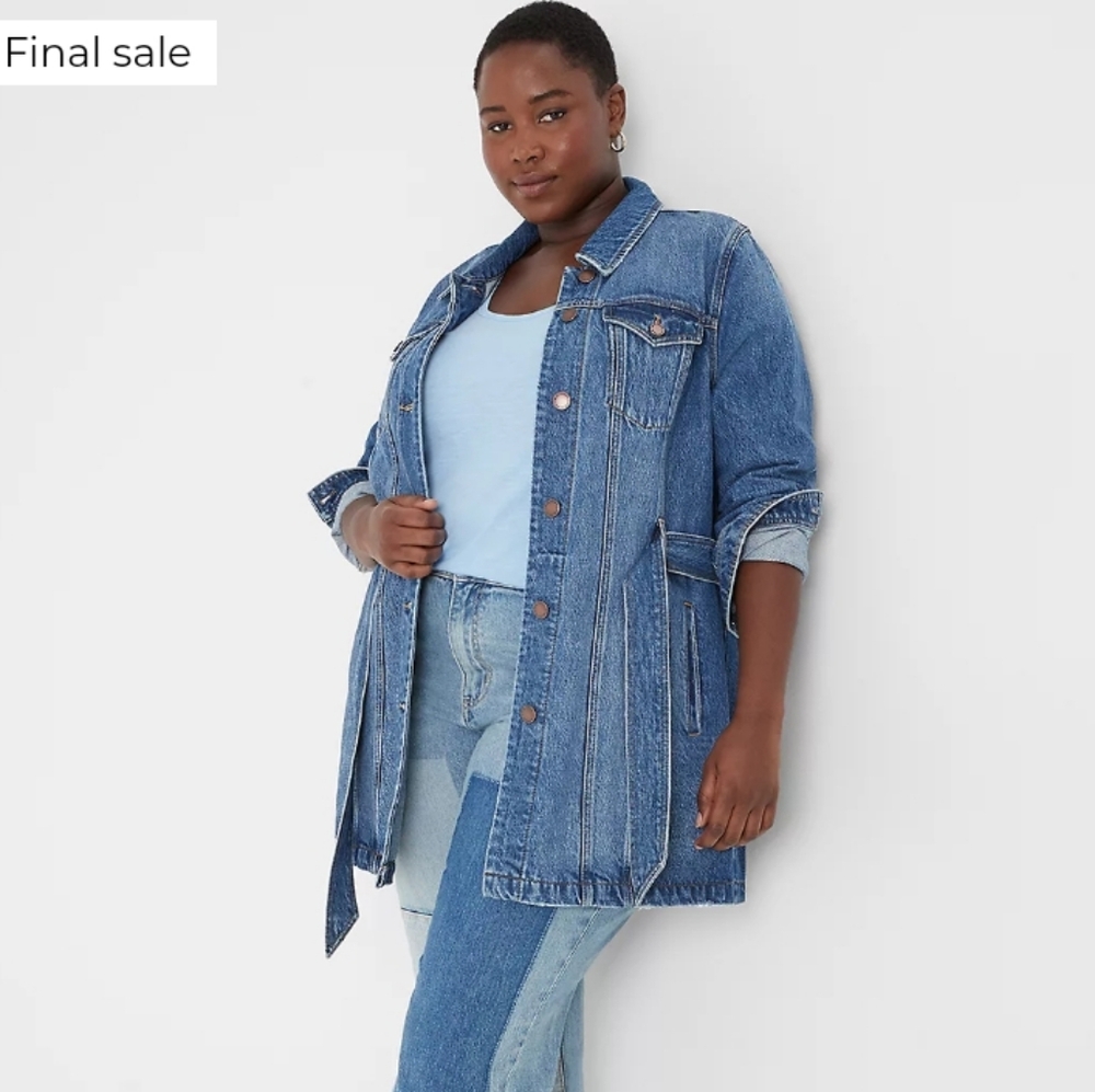 Lane Bryant,  sz 16,Blue Denim Belted Trucker Jacket
